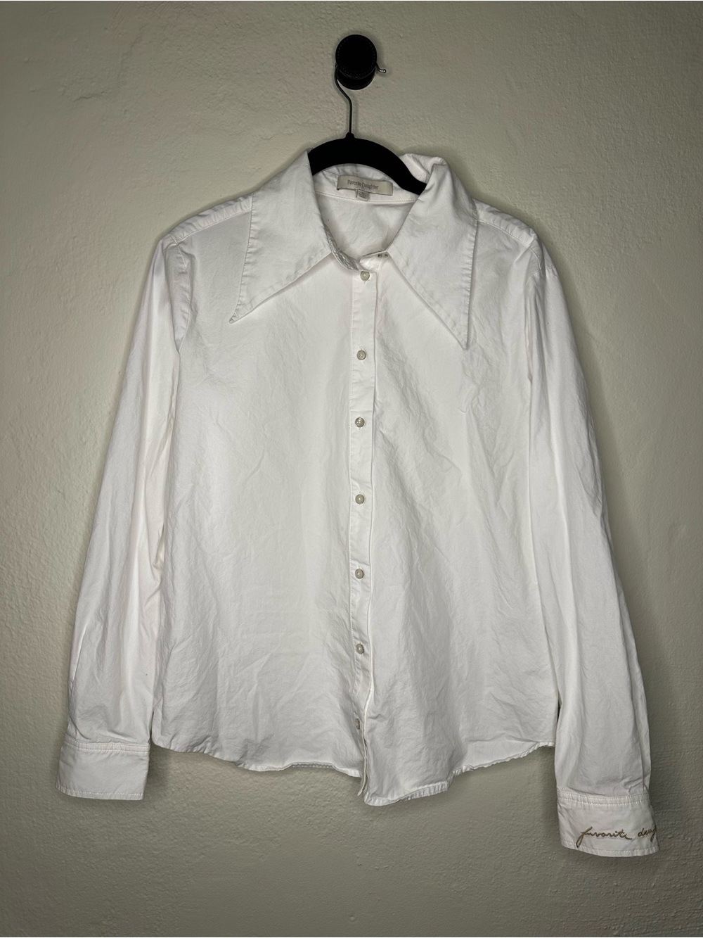 Favorite Daughter White Long-Sleeve Button down Shirt